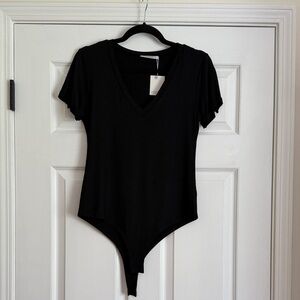 Classic Black V-Neck Short Sleeve Bodysuit